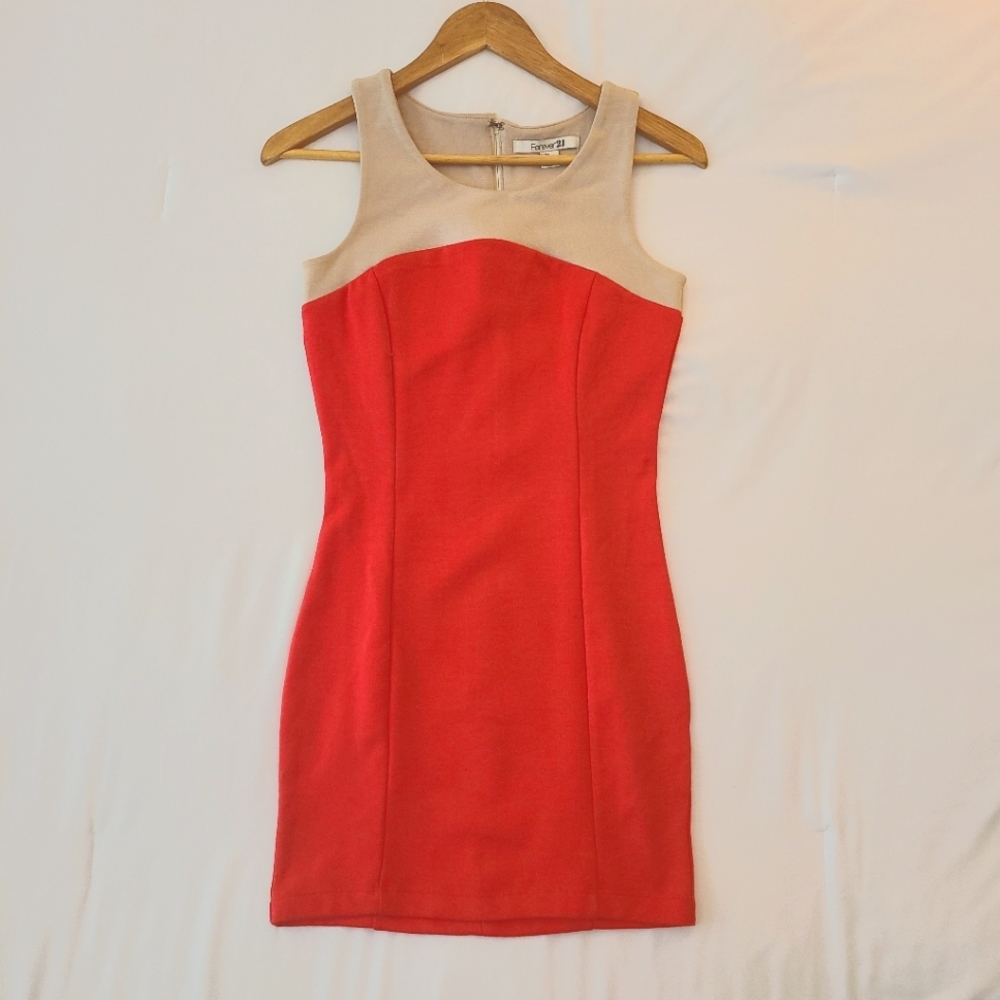 Forever 21 Mini Dress Orange/Tan Colorblock
